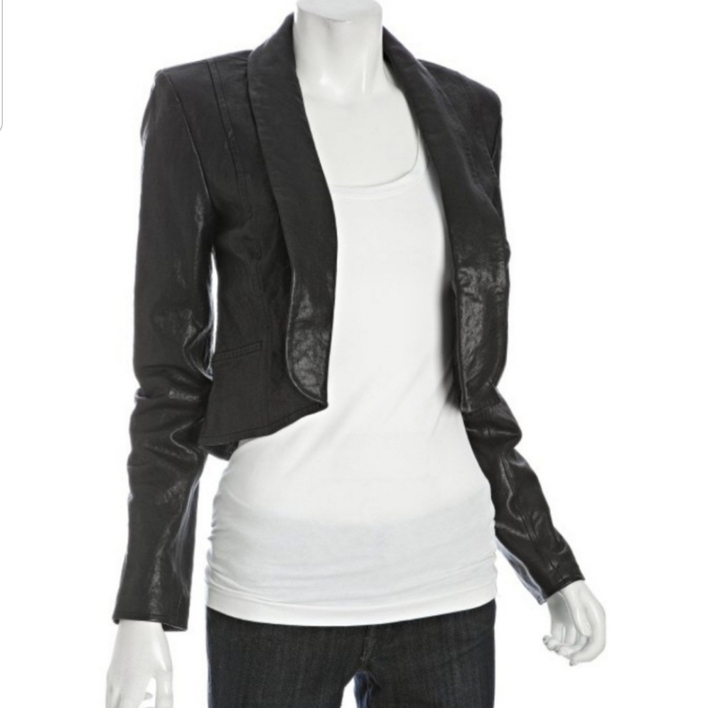 7 For All Mankind Black Rumble Leather Jacket